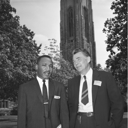 Martin Luther King Jr standing on Scarritt Bennett's campus