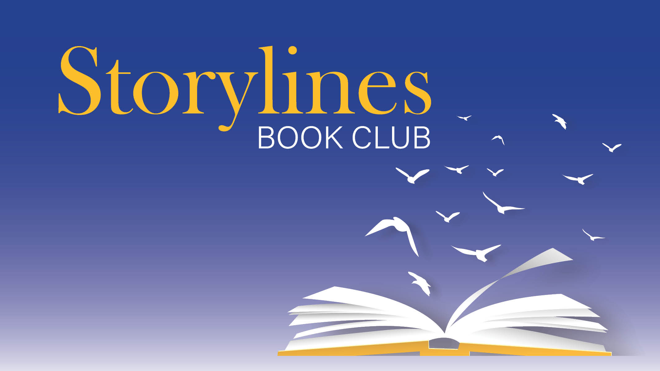 Storylines Book Club logo with birds flying out of an open book