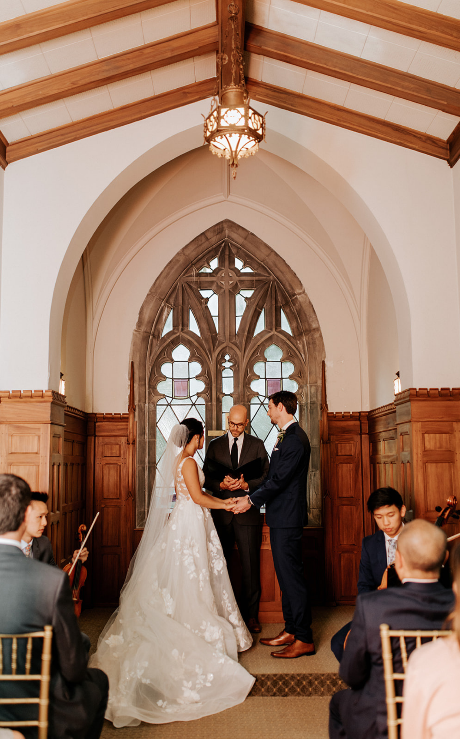 Photo of couple eloping in Skinner Chapel