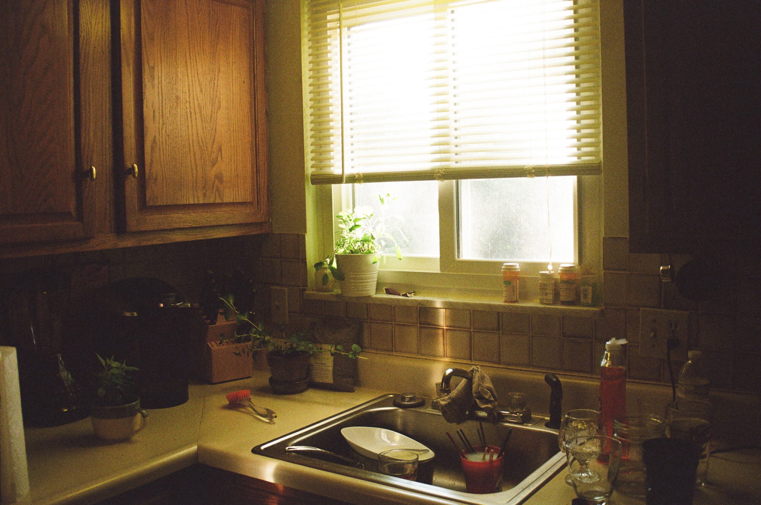 Photo of kitchen with dishes in the sink